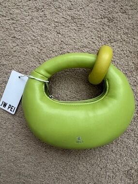 JW PEI Neon Lime Crescent Handle Mini Bag with Ring Accent
